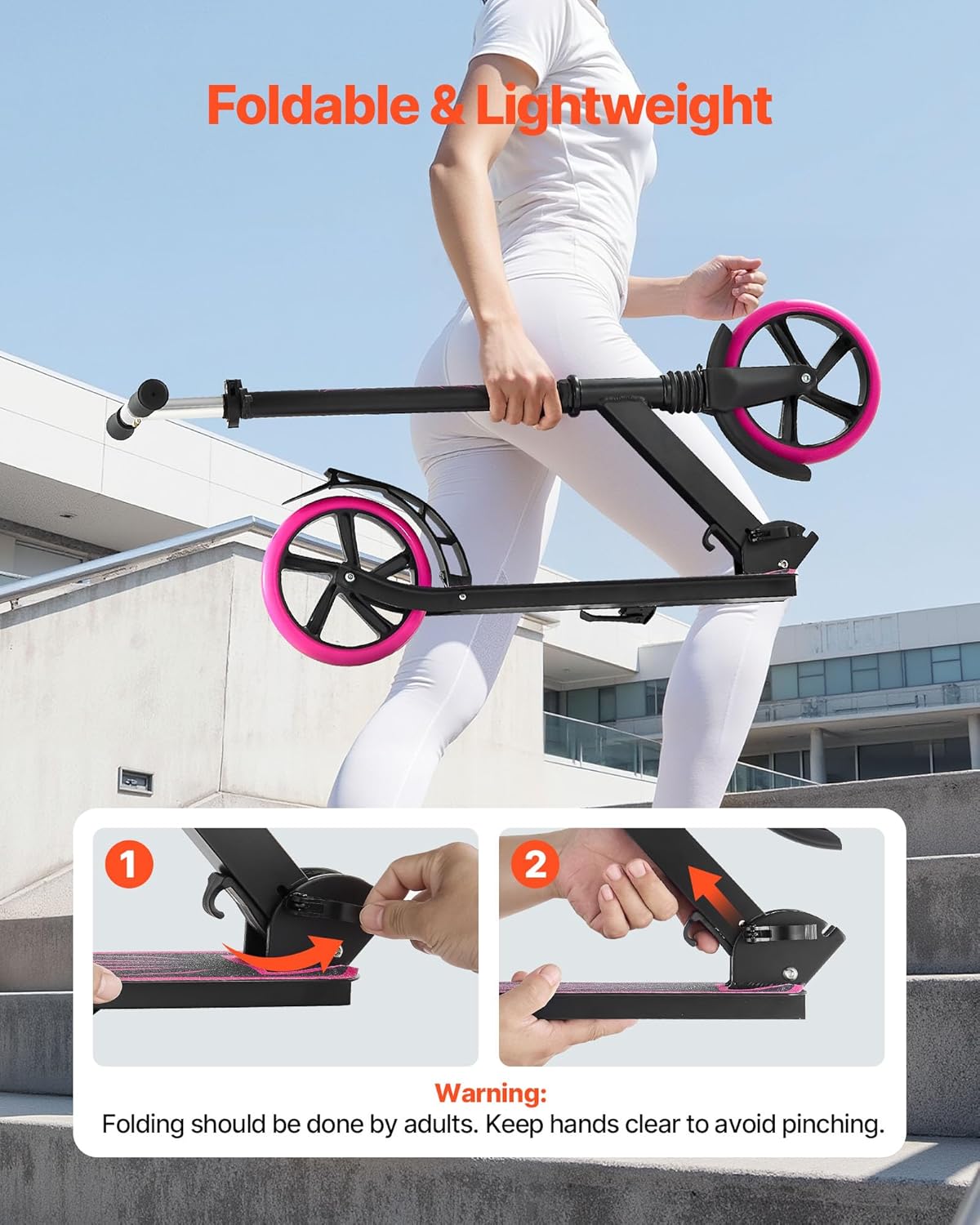 VEVOR Scooter (2 Räder) für Kinder ab 8 Jahren, Cityroller Kinderroller Straßenroller mit höhenverstellbarem Lenker & rutschfestem Deck & faltbarem Rahmen, Tretroller bis zu 100 kg, blau – Bild 6