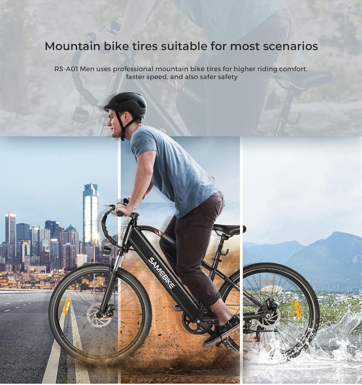 SAMEBIKE 26 Inch Electric Bicycle E-Bike Men Women with 540 Wh Battery, Up to 100 KM, 250 W Motor, Electric Bicycle with 7-Speed Gear, Pedelec City Bike EBike for Trekking RSA01 Men – Bild 9