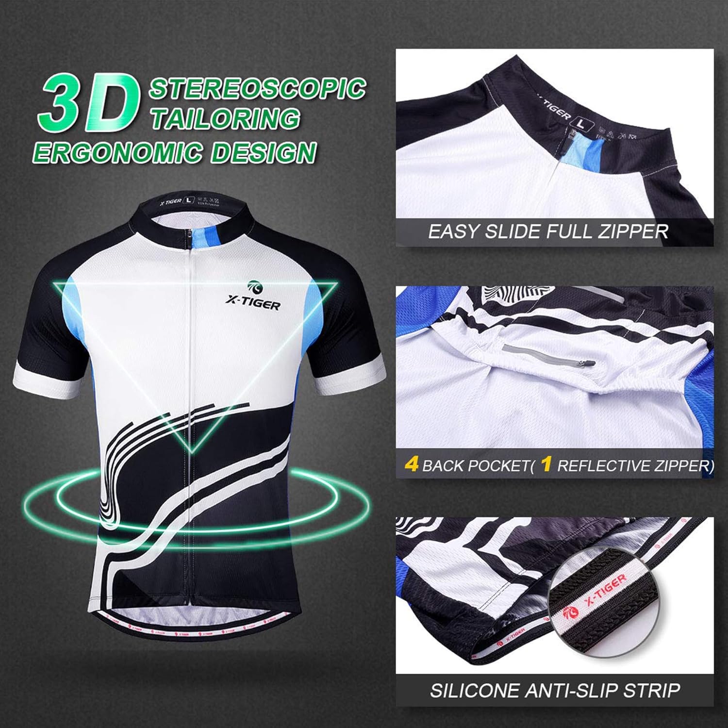 X-TIGER Men's Cycling Jerseys, Short T-Shirt, Cycling Jersey, MTB Road Bike Jersey, Short Sleeve Cycling Clothing for Men – Bild 5