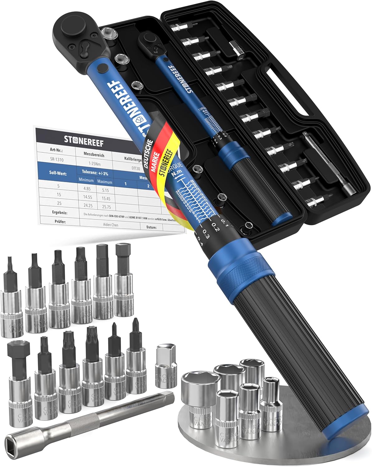 21 Piece Torque Wrench Set 1/4" - 1-25Nm - Locking Torque Wrench for Bicycle, Bike, MTB & E-Bike - Ratchet Set Including Bits - Precise Torque Wrench Repair & Maintenance