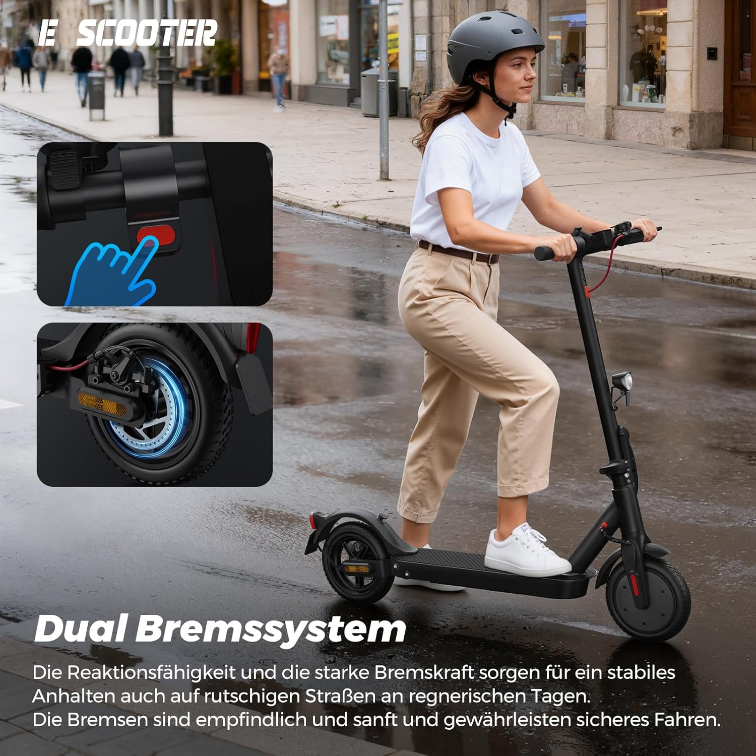 E Scooter mit Straßenzulassung mit Max 70/30KM Reichweite,10/8.5 Zoll Elektroroller mit Komfortable Stoßdämpfer,Faltbarer E Roller Belastung Doppelbremse LED-Licht,APP-Verbindung – Bild 6