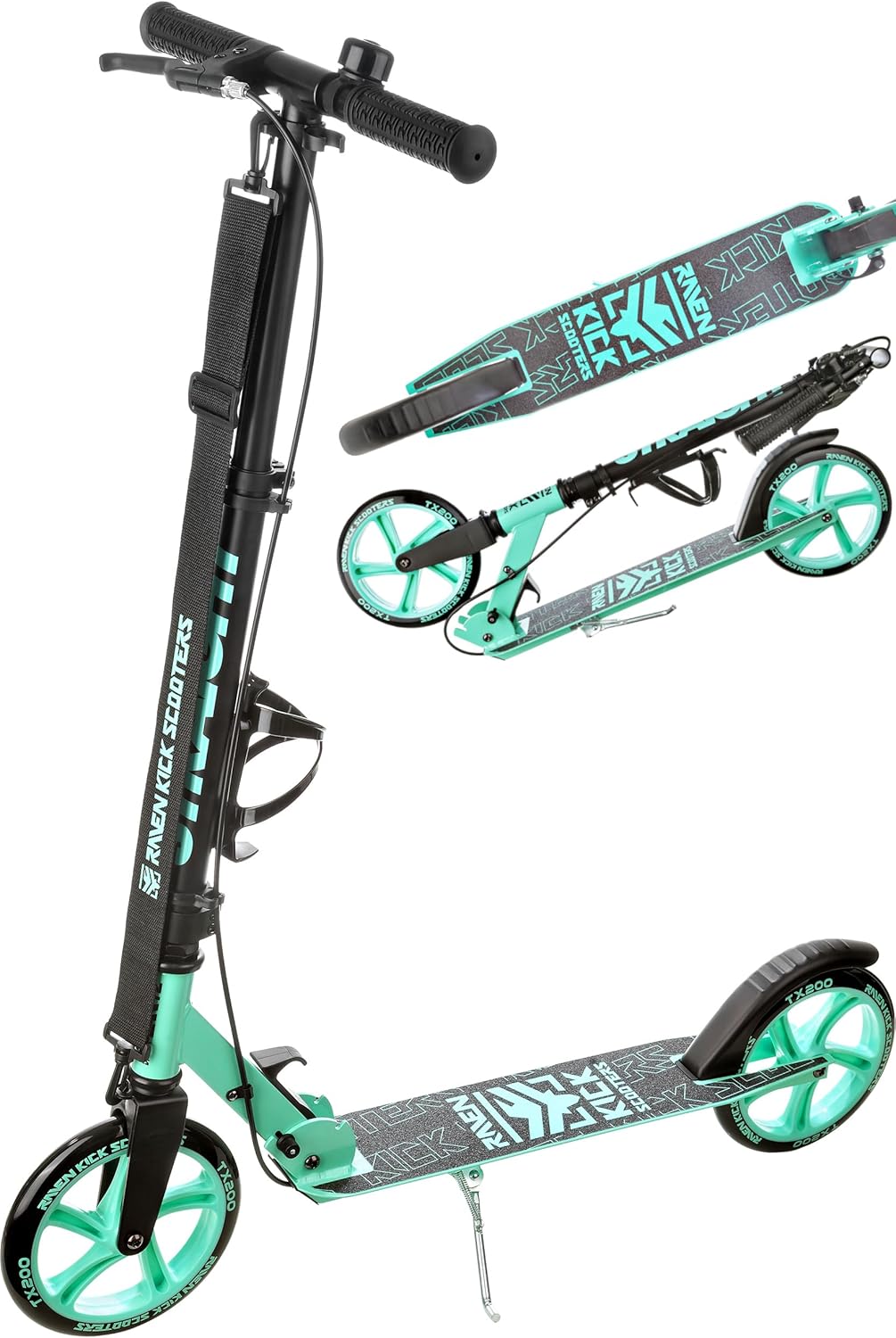 RAVEN Scooter Kick Scooter for Children Adults | Foldable | Height Adjustable | Carry Strap | Bell | Bottle Holder