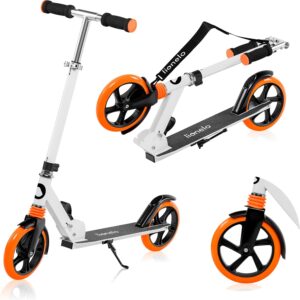 LIONELO Luca Cityroller für Kinder, Jugendliche und Erwachsene bis 100 kg, 200 mm PU-Räder, ABEC-7 Kugellager, ShockResist Stoßdämpfung, höhenverstellbar, klappbar, leicht 4,1 kg