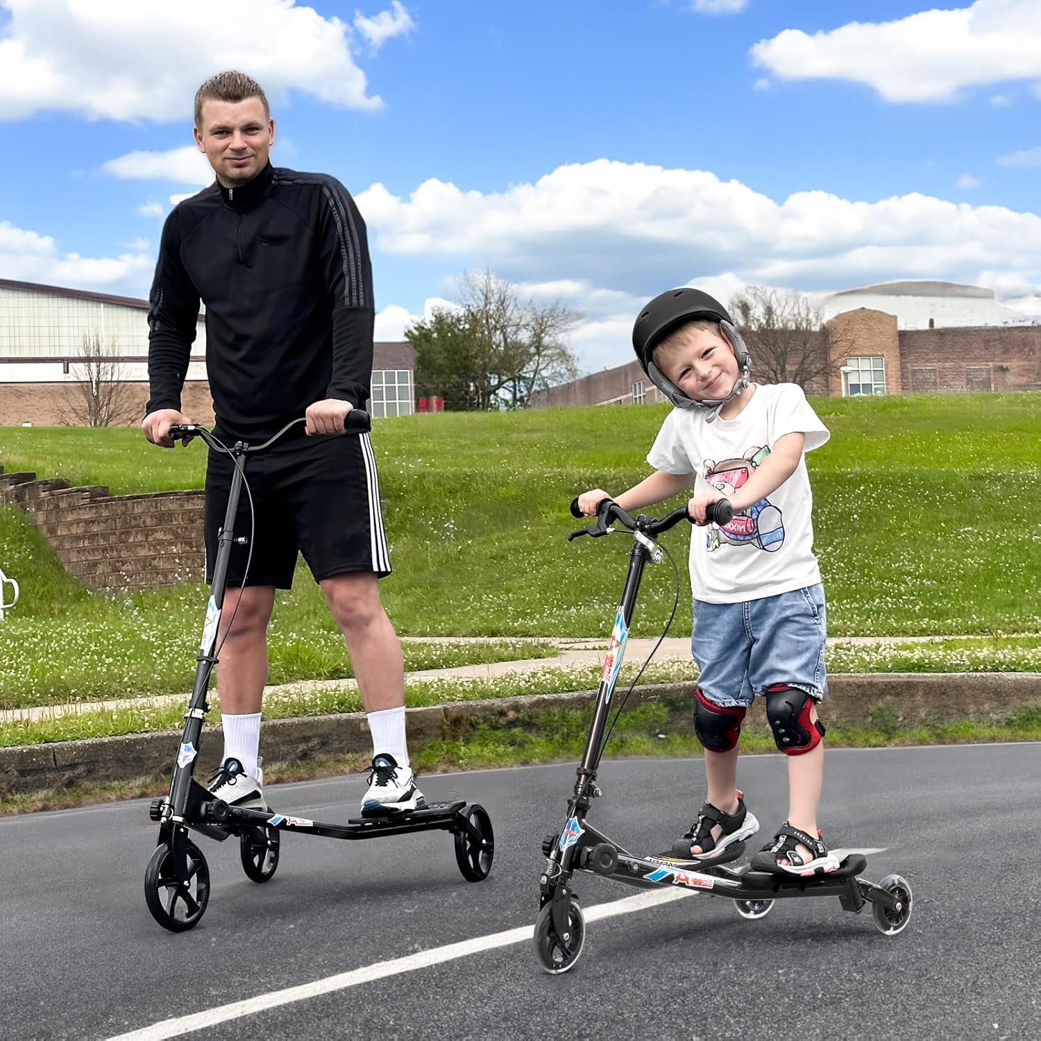 Swing Scooter Verstellbarer 3-Rad-Klapproller mit Selbstdriftfunktion für Kinder/Jugendliche/Erwachsene ab 6 Jahren – Bild 7