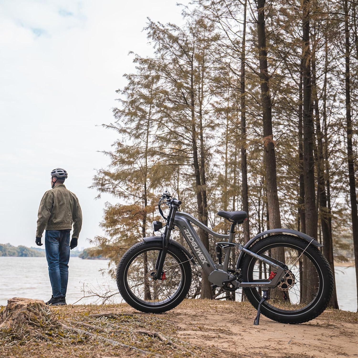 RZOGUWEX Electric Bicycle, 26 Inch Off-Road Ebike for Adults with Removable 48V 25Ah Lithium Ion Battery, 7 Speeds with Double Shock Absorbers and Double Hydraulic Disc Brake (Black) – Bild 8