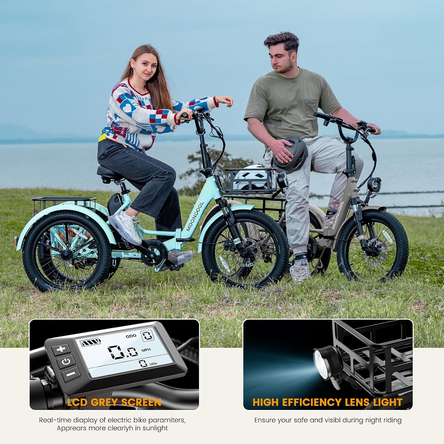 SUNYRISY E Bike Tricycle for Adults Folding Bike, 20 Inch Men Women with 36 V 20 Ah Battery Electric Tricycle Bicycle, 250 W Motor Electric Bicycle 45 NM Speed 25 km/h E-Bike with Large Basket – Bild 5
