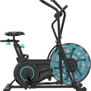 Cecotec Drumfit WOD Rider 2000 Eolo PRO Air Bike Exercise Bike 480 mm Fan Belt Drive LCD with Watt/Speed/RPM, Kinomap & Zwift, HR Receiver for Chest Strap, Wheels, Max 135 kg