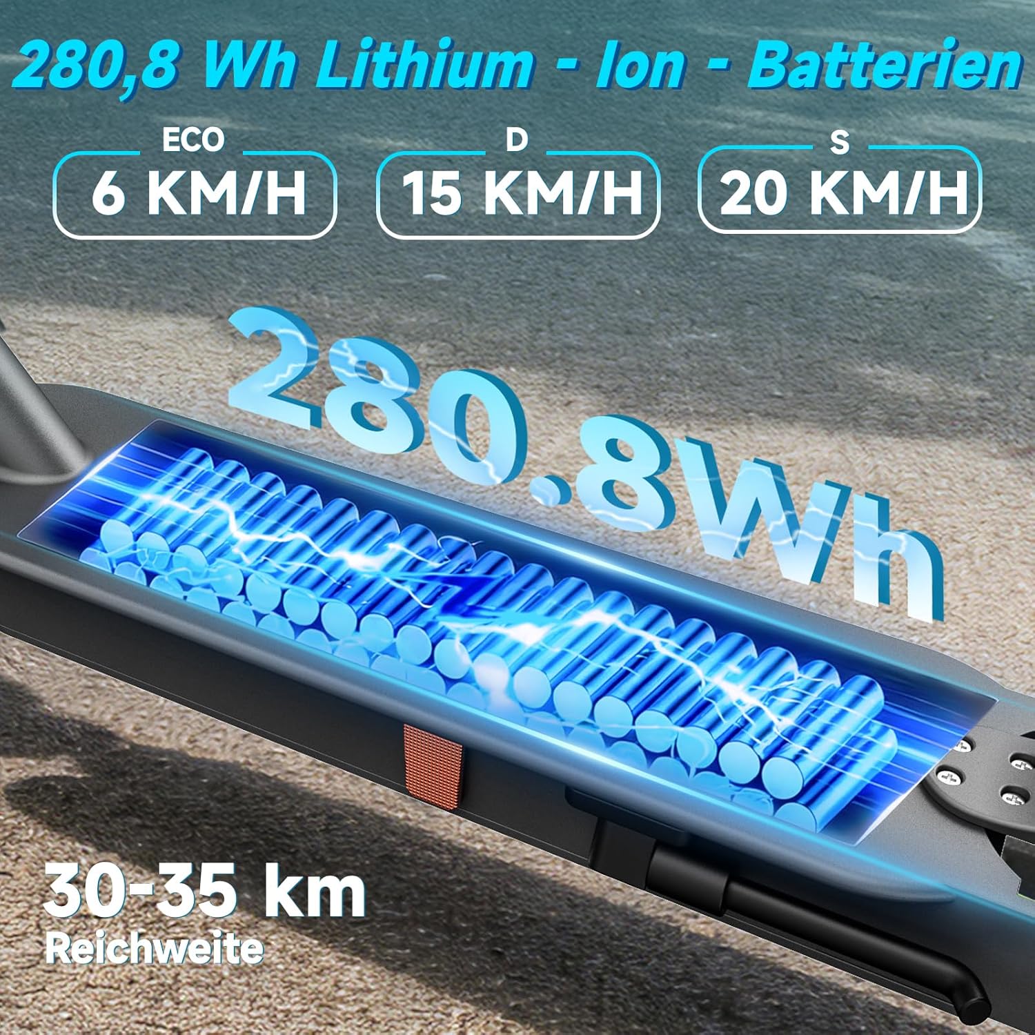 E Scooter mit Straßenzulassung, 350W Motor, 20 km/h Höchstgeschwindigkeit, 35 km Reichweite, Faltbarer E-Roller für Erwachsene – Bild 4