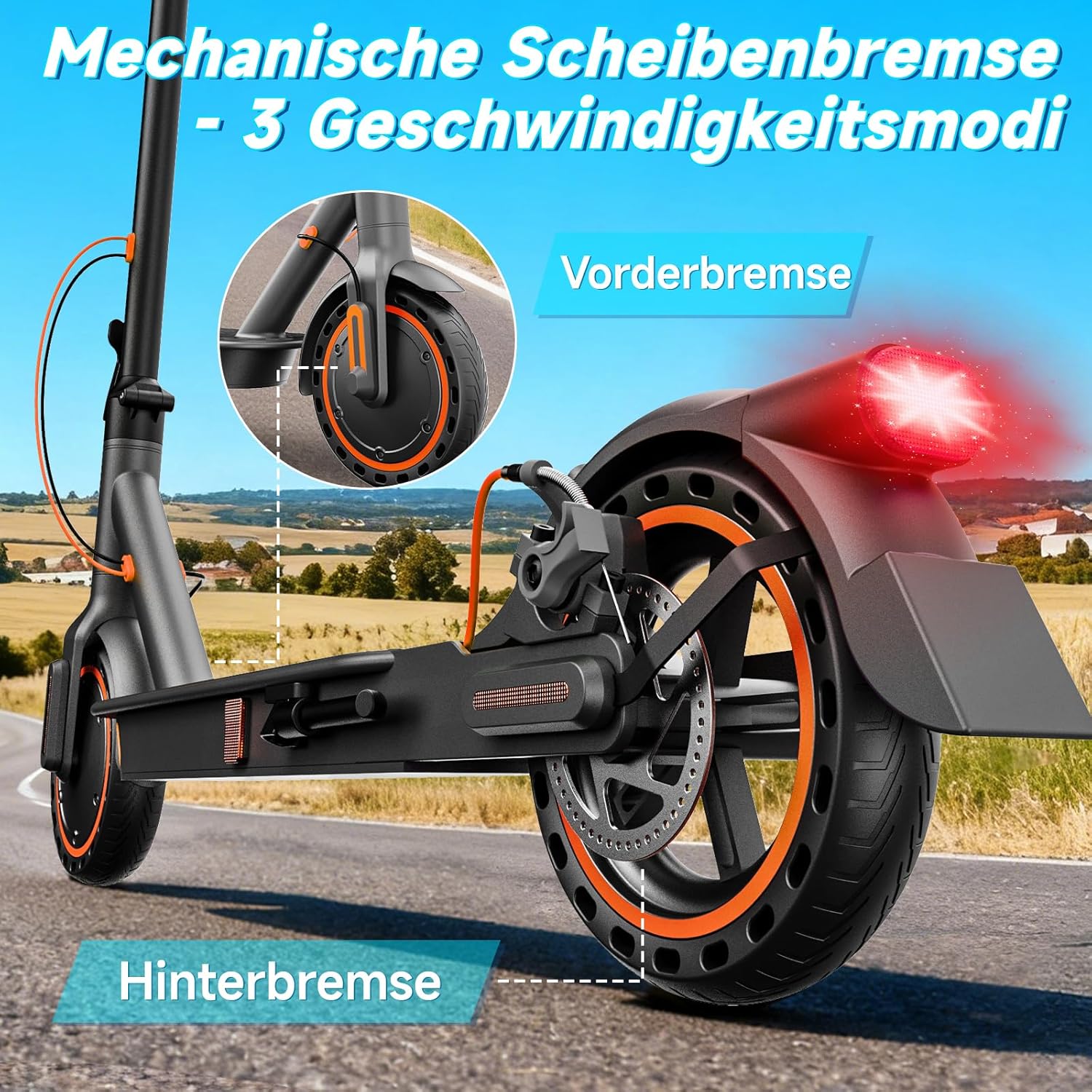 E Scooter mit Straßenzulassung, 350W Motor, 20 km/h Höchstgeschwindigkeit, 35 km Reichweite, Faltbarer E-Roller für Erwachsene – Bild 7