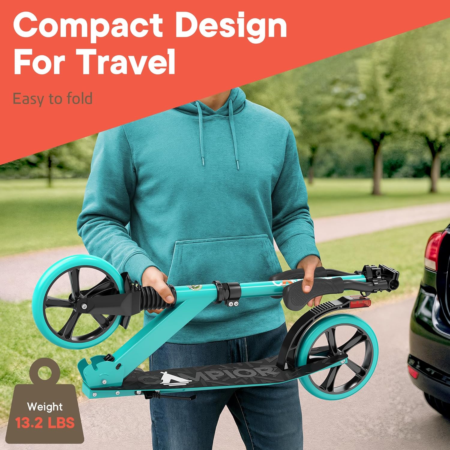 Kick Scooter for Kids Ages 6+ for Kids, Teens and Adults, Max Load 240 Lbs, Foldable 8" Wheels for Kids and Adults, with Stand, 3 Adjustable Levels – Bild 6