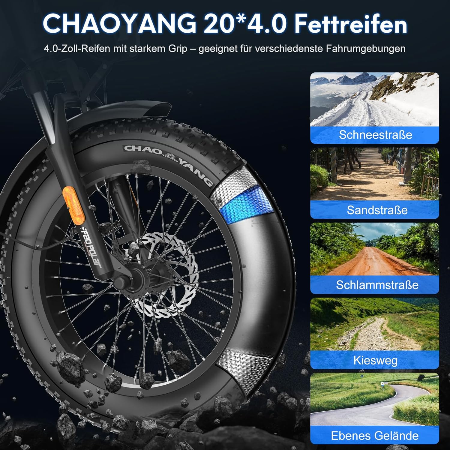 Fafrees FF20 Polar E-Bike Folding Bike 20 x 4.0 Inches, 500 W 45 km/h Ebike Men's Double Batteries 24 Ah / 26.8 Ah, Fatbike Women's Range 150 km/170 km, Electric Bicycle Bearing Weight 150 kg – Bild 7