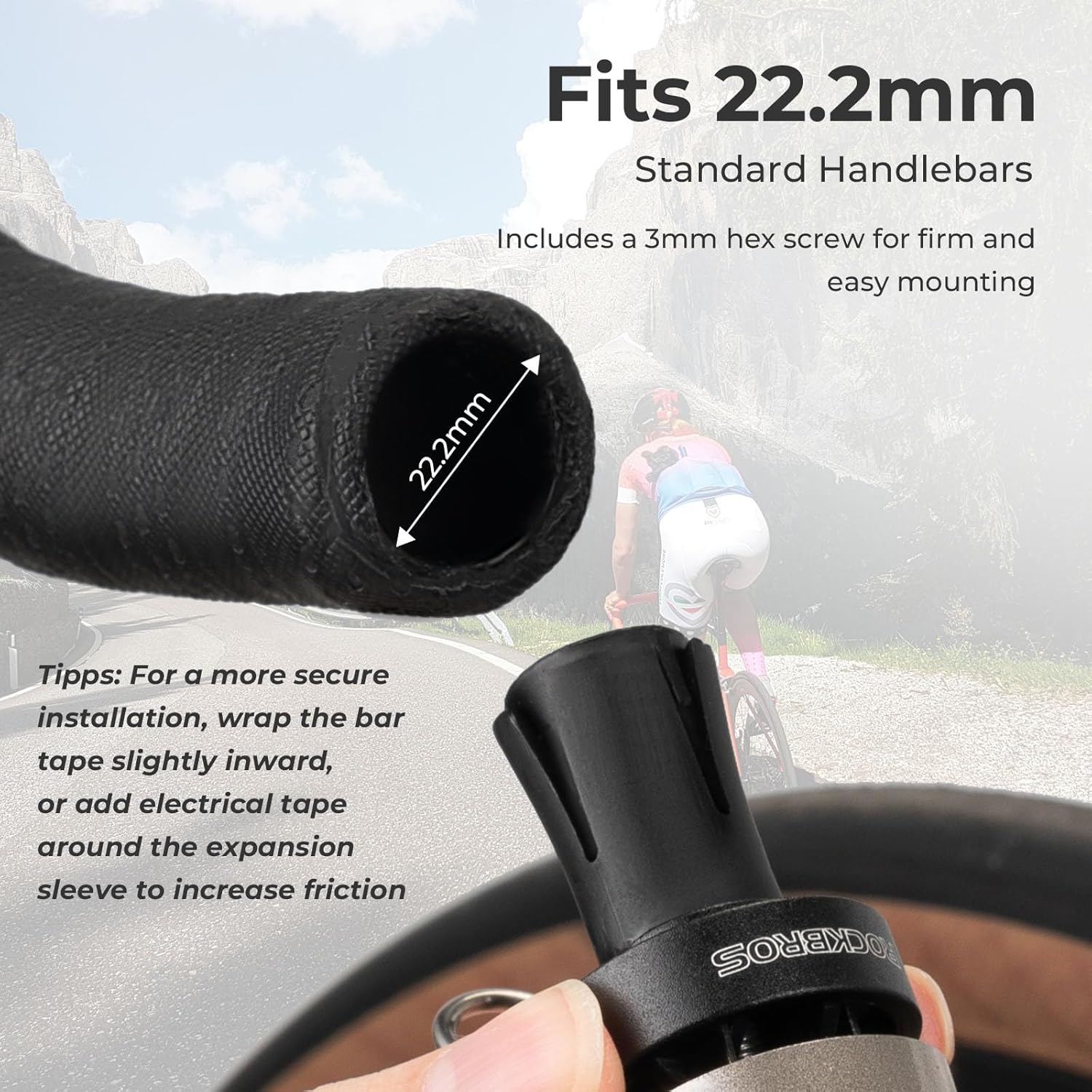 ROCKBROS Set of 2 2-in-1 Bicycle Bell as Handlebar Plug, Mini Bicycle Bell, Handlebar End Caps, Loud and Light Bell for Road Bike Drop Bar 22.2 mm Curved Handlebar – Bild 5