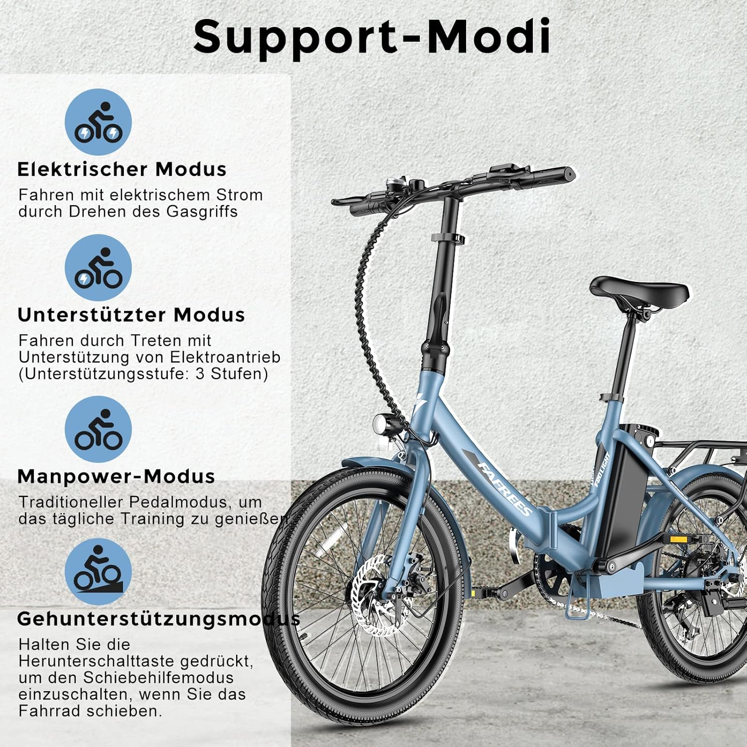 Fafrees F20 Light Folding E-Bike 20 Inch Electric Bicycle Men's 36 V 16.75 Ah / 20 Ah Battery, Women's 250 W, Pedelec 25 km/h, Range up to 130 km – Bild 9