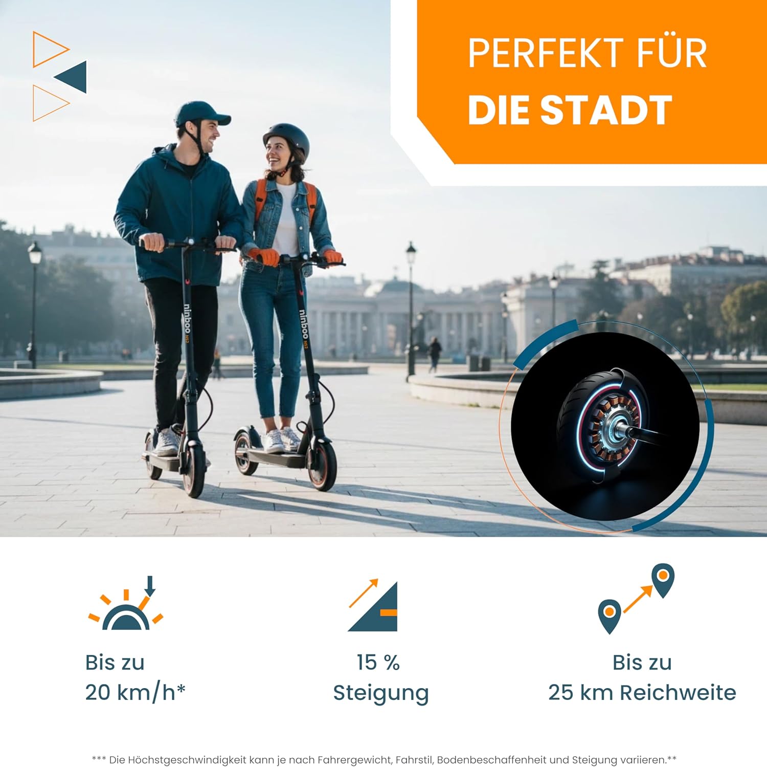 NS2 Series E-Scooter, 350-500W Motor, 8.5-10 Inch Tyres, 25-50 km Range, 20 km/h Folding Scooter for Adults, City & Commuter – Bild 2