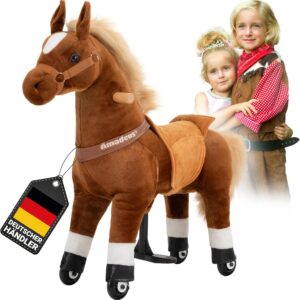 Miweba Pony Amadeus | Riding Horse on Wheels – Horse for Children – Rocking Horse – Rocking Animal – Cuddly Toy – Play Horse for Riding – Plush Toy – Stuffed Toy – Standing Horse – 3-5 Years (Small)