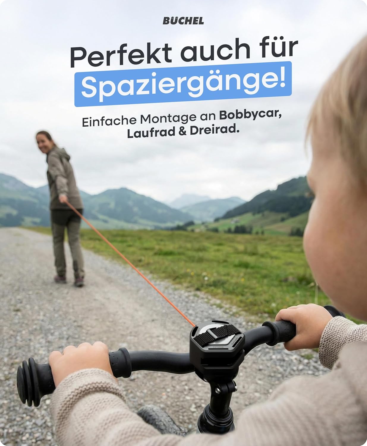Büchel Bicycle Tow Rope up to 120 kg - 2.20 m Tow Rope Bicycle Children with Pull Tab & Abrasion Protection - Sturdy Carabiner & 3-Way Mountable for Adult & Children's Bikes – Bild 7