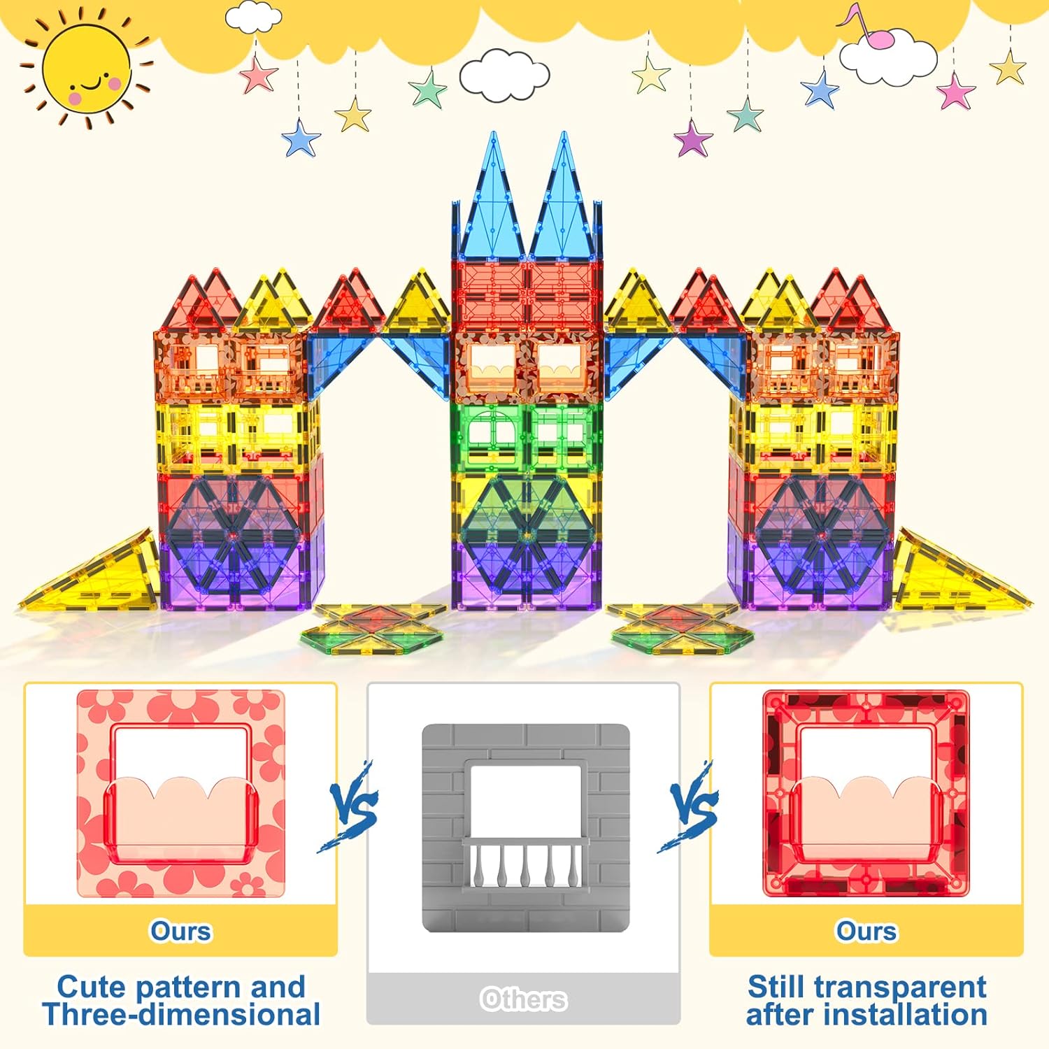60 Magnetic Building Blocks, Children's Toy, STEM Magnetic Blocks, Sensory Toy, Children's Games, Magnetic Building Toy for 3+ Years Old Boys and Girls, Preschool, Nursery and Toddler Toy – Bild 3