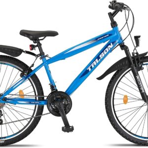 Talson 26 Inch Mountain Bike Bicycle with 21 Speed Shimano, Fork Suspension and Lighting, Blue