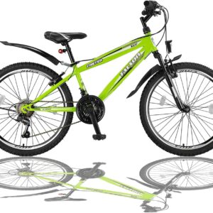 Talson 26-Inch Mountain Bike with Fork Suspension and Lighting, with 21-Gear Shimano in Green