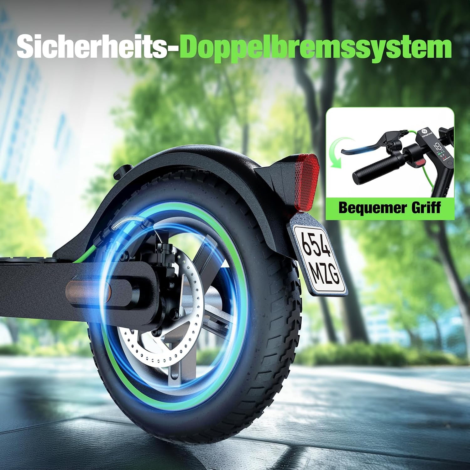 E Scooter mit Straßenzulassung, 350W Motor E Roller mit App, 30KM Reichweite, Elektroroller 120kg Tragkraft, Faltbarer Elektroscooter Erwachsene für den Pendlerverkehr, Mit Electric Scooter-Tasche – Bild 7