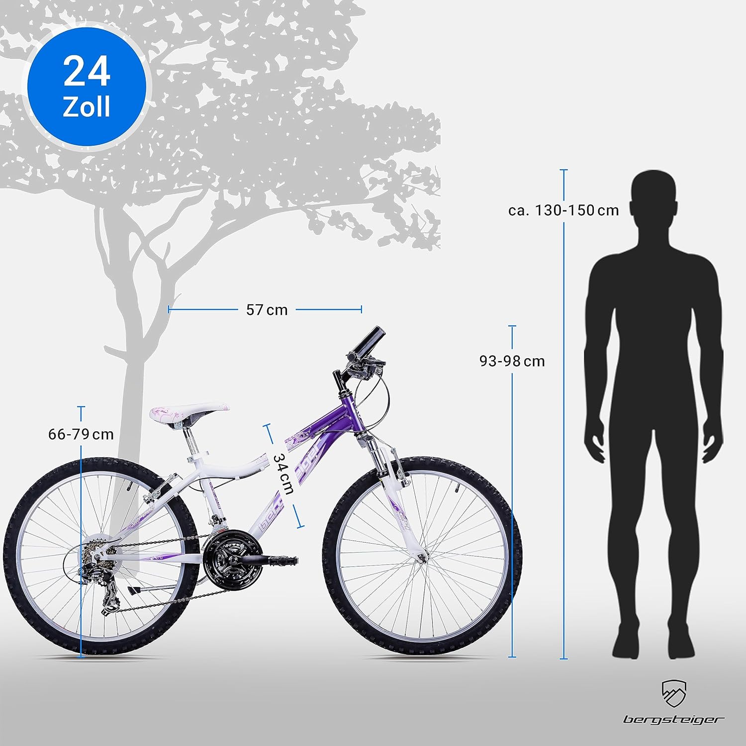 Bergsteiger Verona 24 Inch Children's Bicycle, Suitable for 8, 9, 10, 11 Years Old, Shimano 18-gear shift Mountain Bike with Fork Suspension, Girls Bike – Bild 6
