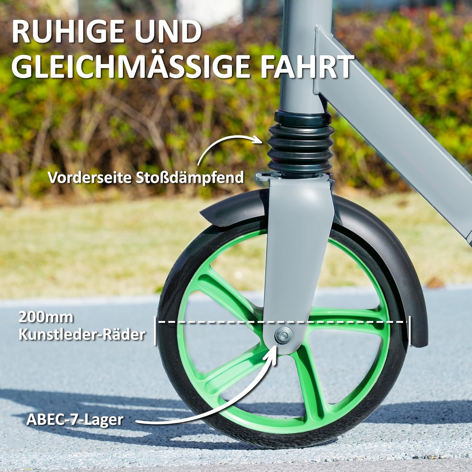 AIYAPLAY Children's Foldable Scooter with Adjustable Handlebar Height, 2 Large Wheels, Rear Mudguard Brake, Scooter for Children from 6-12 Years – Bild 4