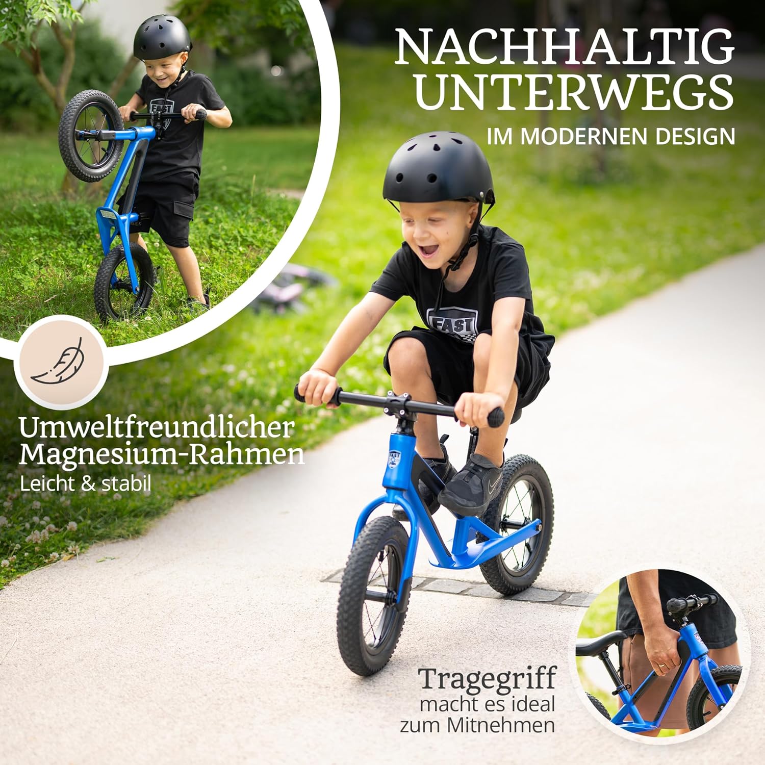 Balance Bike from 2 Years, Ultralight with Carry Handle, Magnesium Frame, 12 Inch Wheels, Footrest and Ergonomic Height-Adjustable Seat – Bild 5