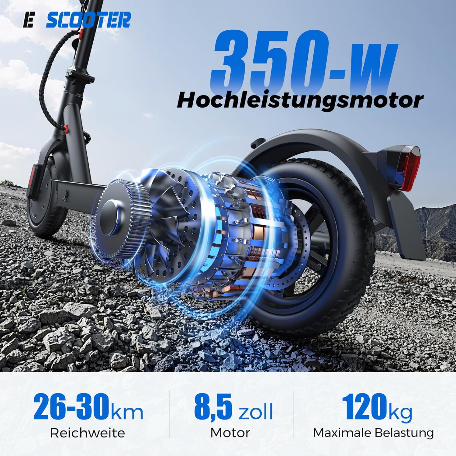 E Scooter mit Straßenzulassung mit Max 70/30KM Reichweite,10/8.5 Zoll Elektroroller mit Komfortable Stoßdämpfer,Faltbarer E Roller Belastung Doppelbremse LED-Licht,APP-Verbindung – Bild 4