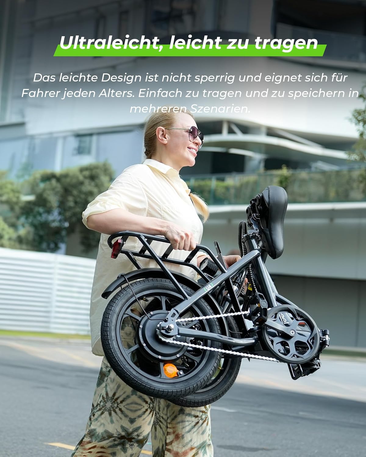 Finbike Folding Bike E-Bike 16 x 2.15 Inch Fat Tire, Portable Electric Bicycle with 10.4 Ah Removable Battery, 4 Riding Modes, PAS Range Max 88 Km, Folding Electric Bikes for Men Women Commuting – Bild 7