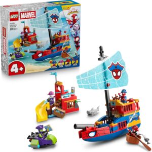 LEGO Spideys Team Pirate Ship Superhero Set with a Ship Model, 2 Boats, 4 Mini Figures – Gift for Boys from 4 Years and Fans of the Spidey and His Super Friends Series – 11208