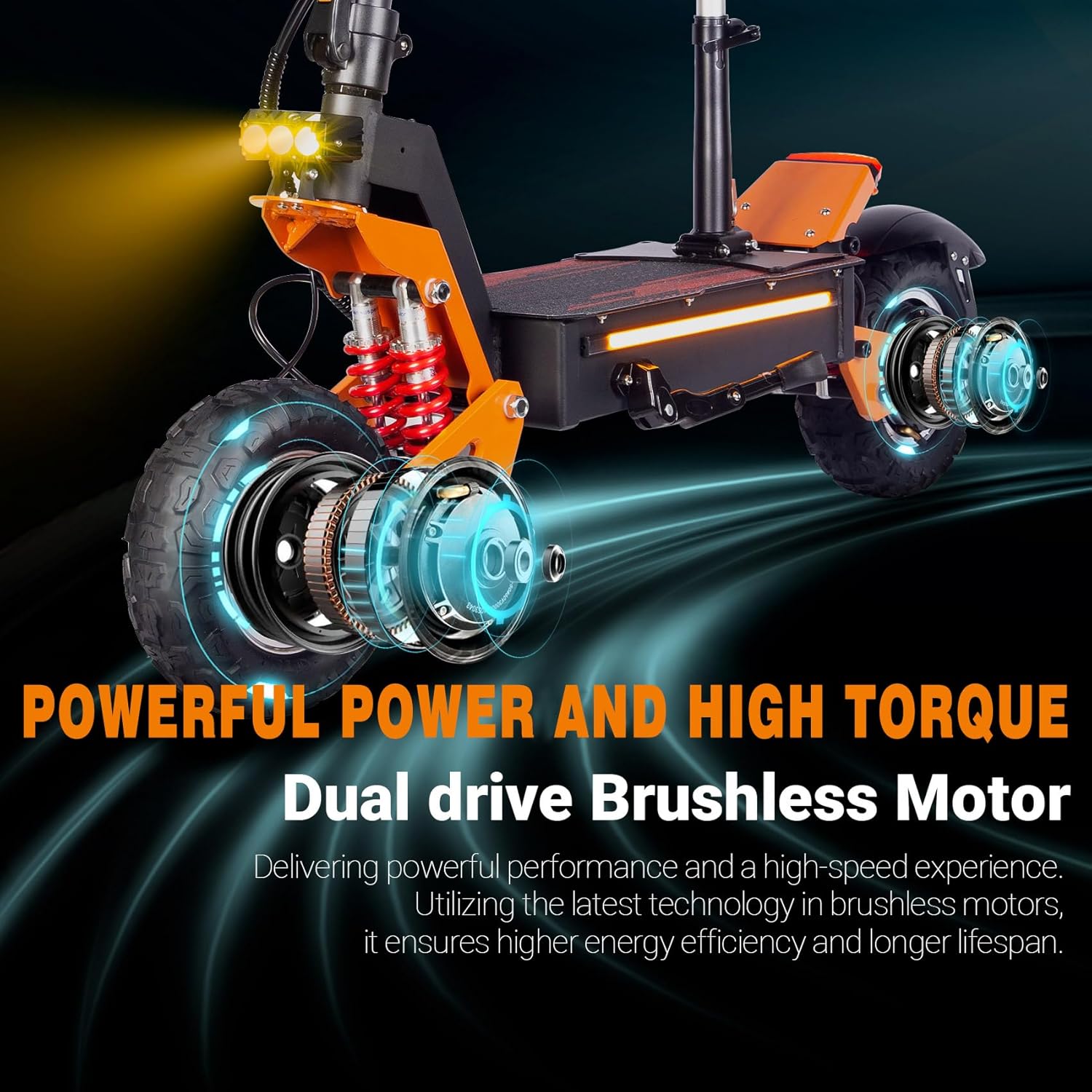 HWWH E-Scooter Offroad Electric Scooter Fast E Scooter NFC Keyless Start 11 Inch All-Time Tyres Double Motor C-Type Suspension 60 V 40 Ah Lithium-Ion Battery Maximum Autonomy 100 km – Bild 2