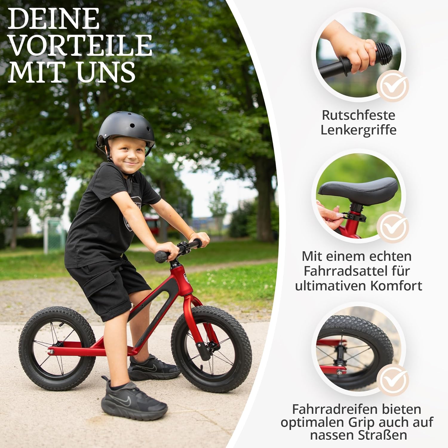 Balance Bike from 2 Years, Ultralight with Carry Handle, Magnesium Frame, 12 Inch Wheels, Footrest and Ergonomic Height-Adjustable Seat – Bild 6