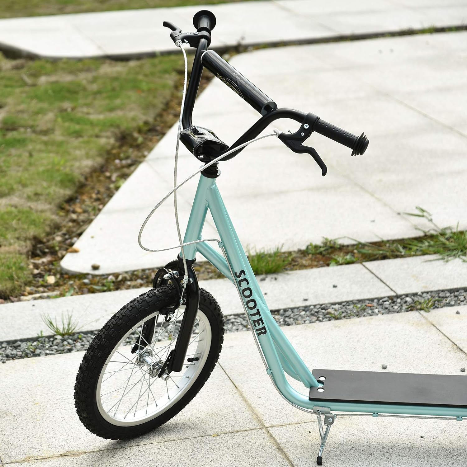 HOMCOM Children's Scooter, City Scooter, Kickboard, Pneumatic Tyres, 16 Inches, Blue/Green/White/Black, 139 x 58 x 90-96 cm – Bild 8