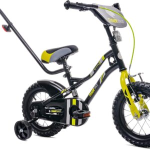 sun baby Boys‘ Bicycle Children’s Bicycle 14 and 16 Inch Boys Tiger Tracker Bike Lightweight Stabilisers with Push Bar from 2-6 Years BMX Bicycle Children