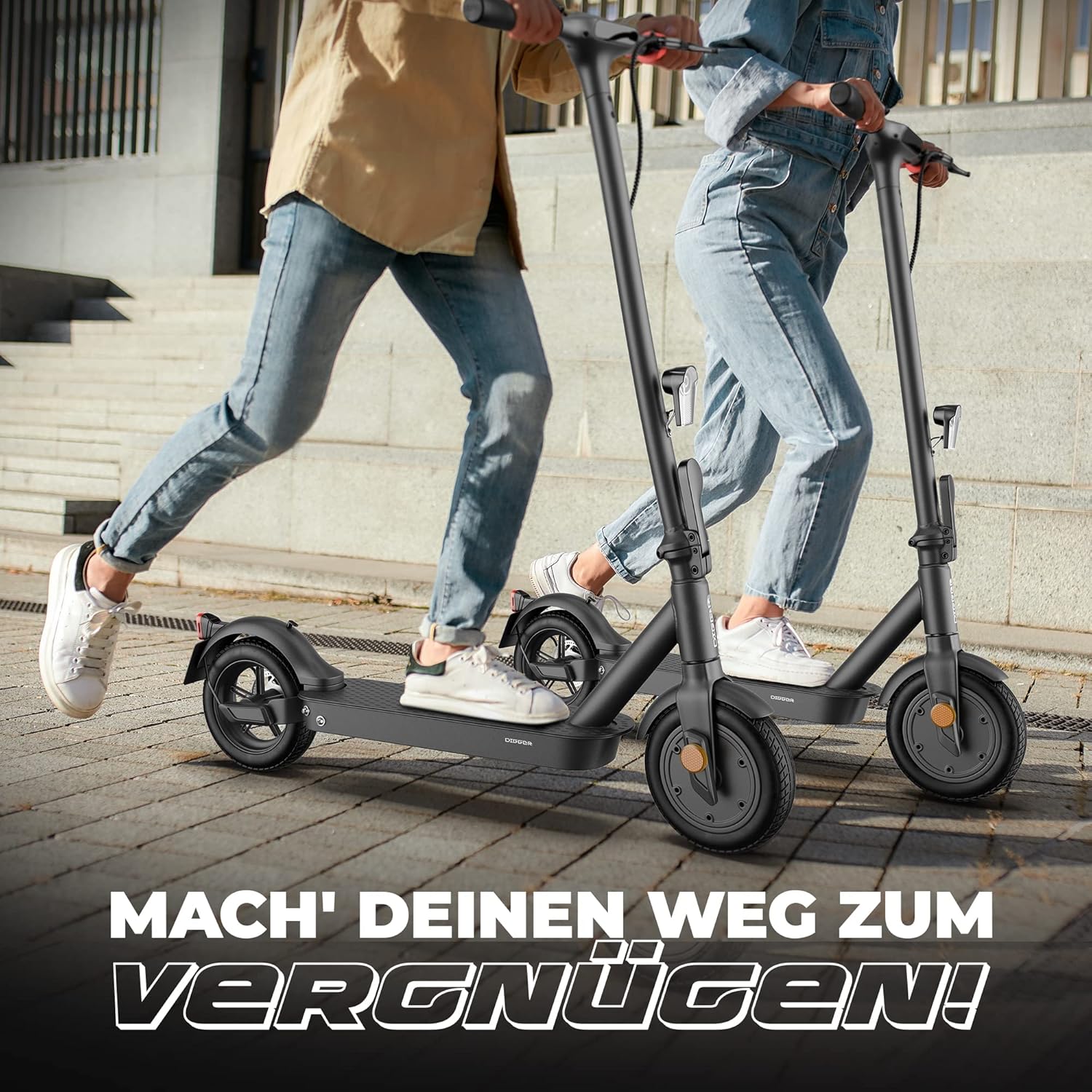 DIGGER ES3 E-Scooter with Road Legal, 350 Watt Motor Power, Pneumatic Tyres, Road Legal, Shock Absorber, Foldable, Disc Brake, for Adults – Bild 4