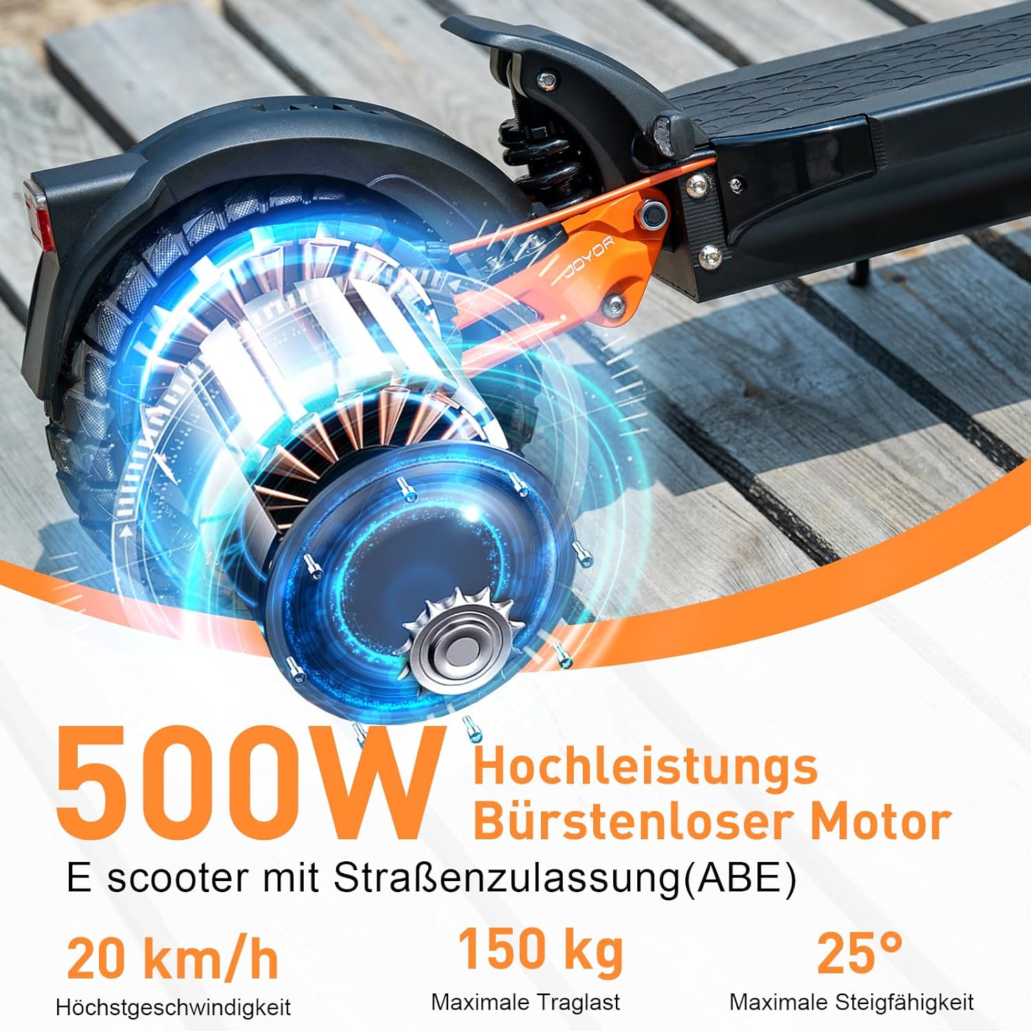 JOYOR E Scooter T Series, Range 40-100 Km, Electric Scooter with Hydraulic Spring Shock Absorber Front and Rear, Foldable E Scooter Off-Road, 150 kg Load Capacity – Bild 3