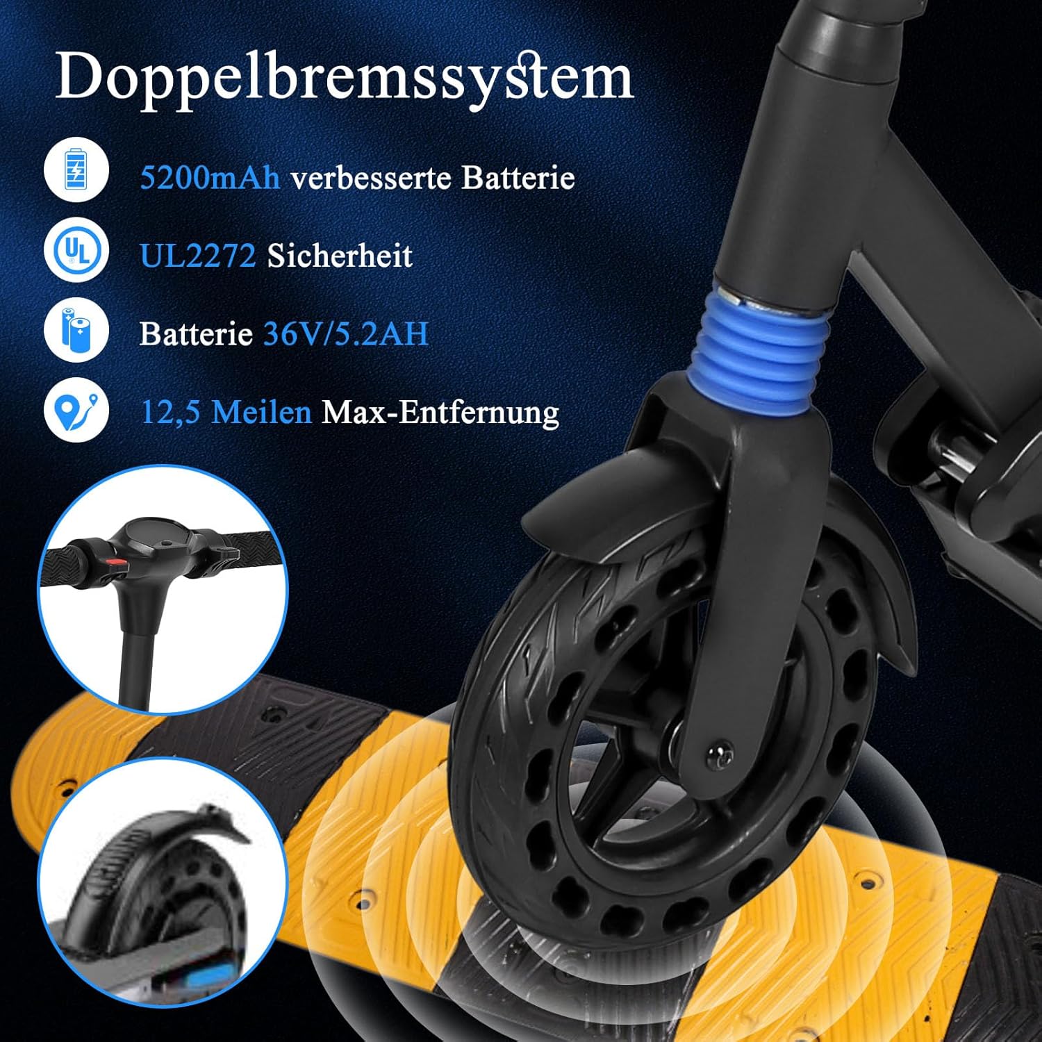 Electric Scooter Children, Foldable and Height-Adjustable Electric Scooter for Children 8-16 Years, LED Display, Max Range 20 km/h, Max 20 km/h, Electric Scooter Gift for Children and Teenagers, No ABE – Bild 4
