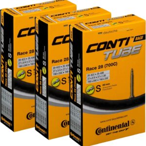 Continental Race 28 700 x 20-25c Bicycle Inner Tube, 3 Pack, Presta 60mm Long Valve