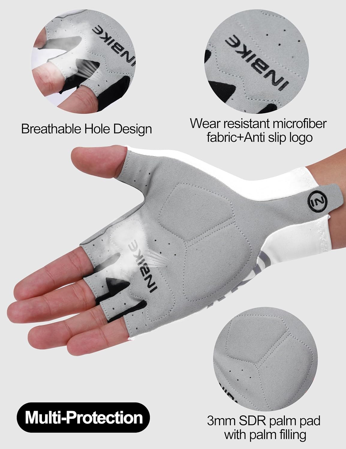 INBIKE Cycling Gloves Summer Half Finger Breathable Elasticity Road Bike 3 mm SDR Non-Slip Padding Reflective Cycling Gloves MTB Gloves Short Men Women – Bild 4