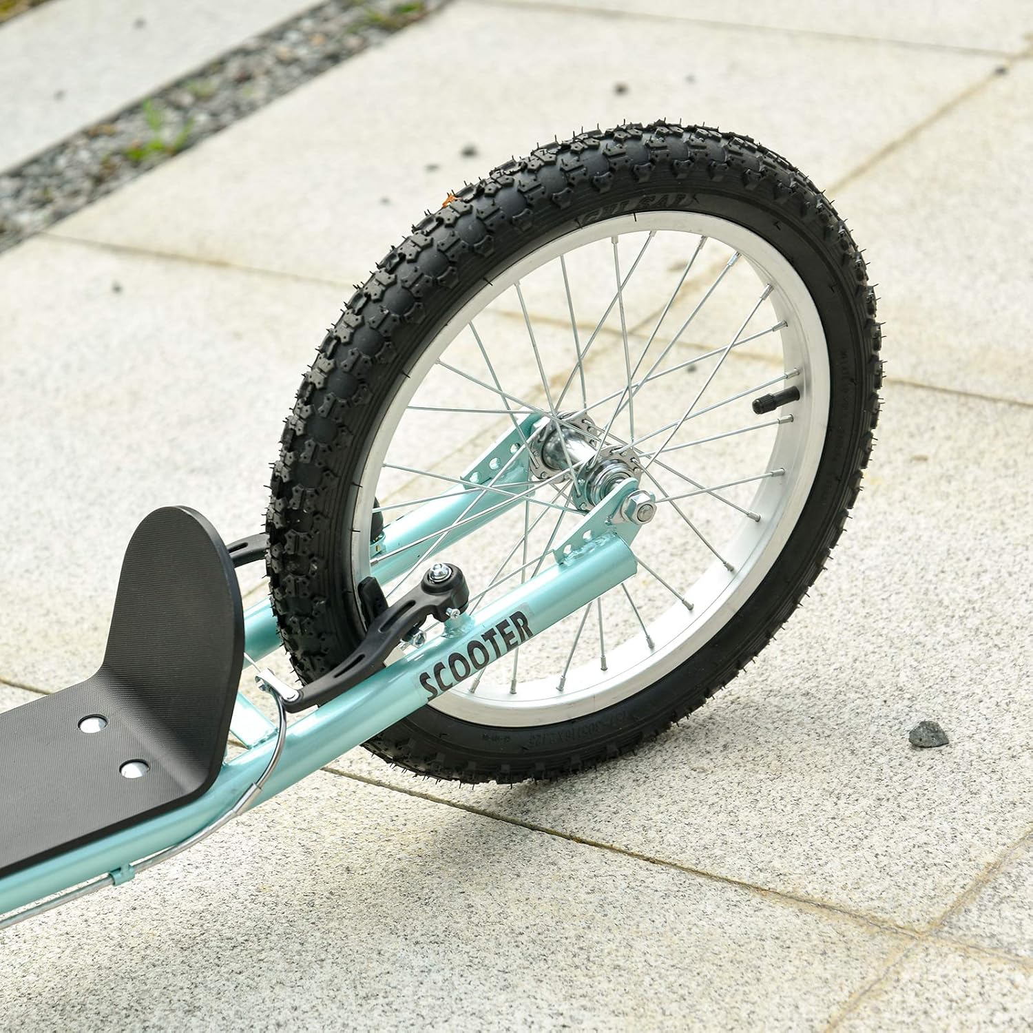 HOMCOM Children's Scooter, City Scooter, Kickboard, Pneumatic Tyres, 16 Inches, Blue/Green/White/Black, 139 x 58 x 90-96 cm – Bild 9