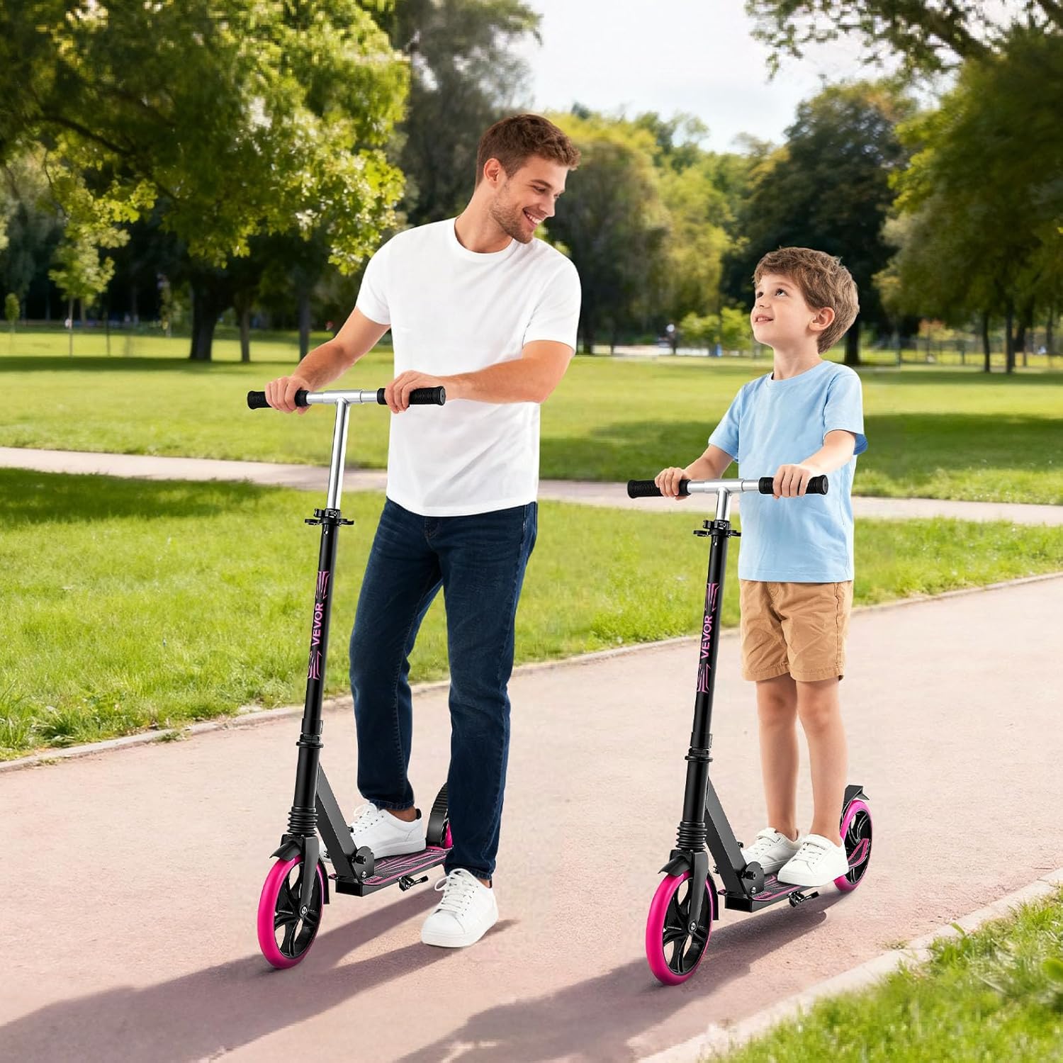 VEVOR Scooter (2 Räder) für Kinder ab 8 Jahren, Cityroller Kinderroller Straßenroller mit höhenverstellbarem Lenker & rutschfestem Deck & faltbarem Rahmen, Tretroller bis zu 100 kg, blau – Bild 8