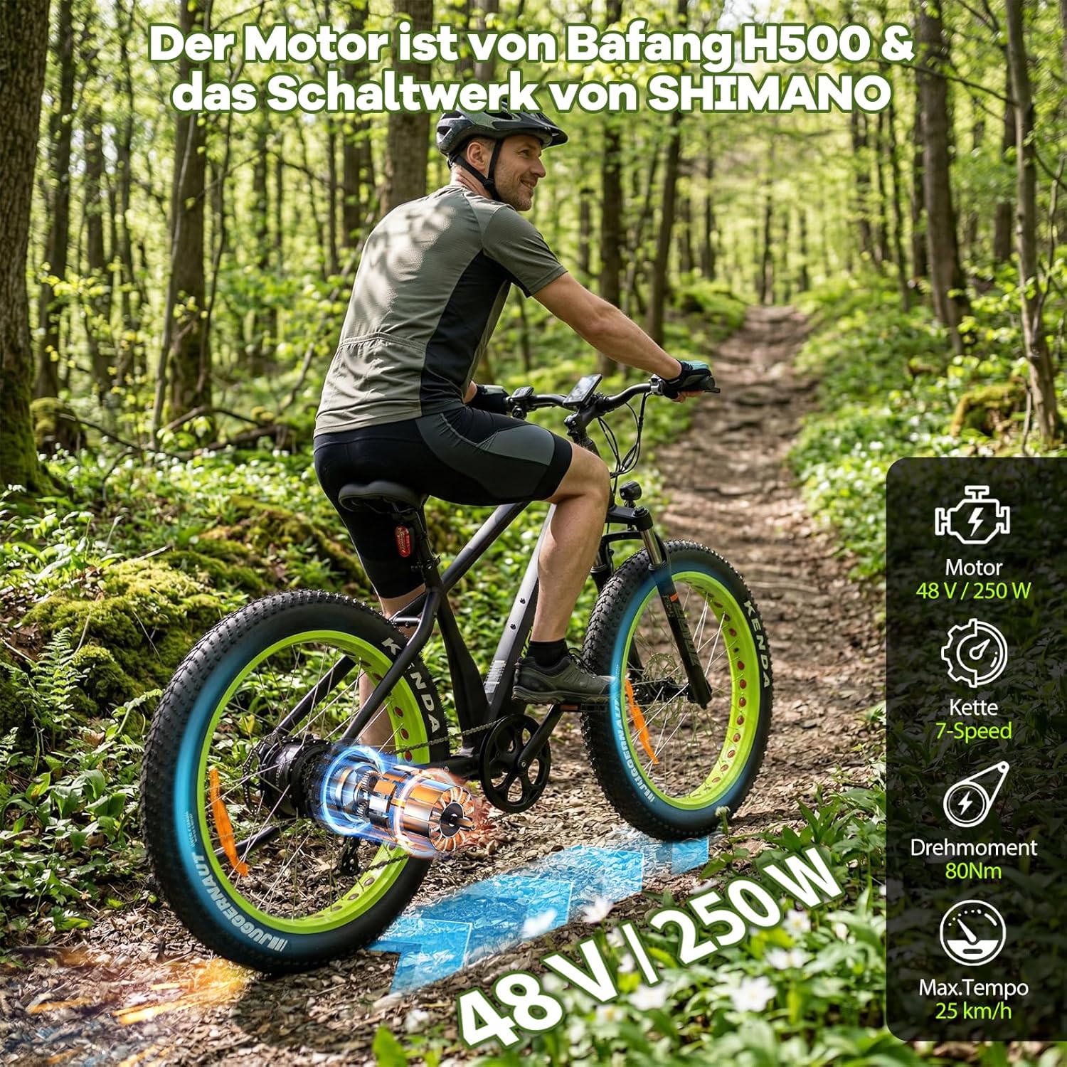 E-Bike Mountain Bike, Strong Bafang Motor, Derailleur Gear, Disc Brakes, Mountain Bike E-Bike, Pedelec with Samsung Battery, E-Bike for Men and Women – Bild 5