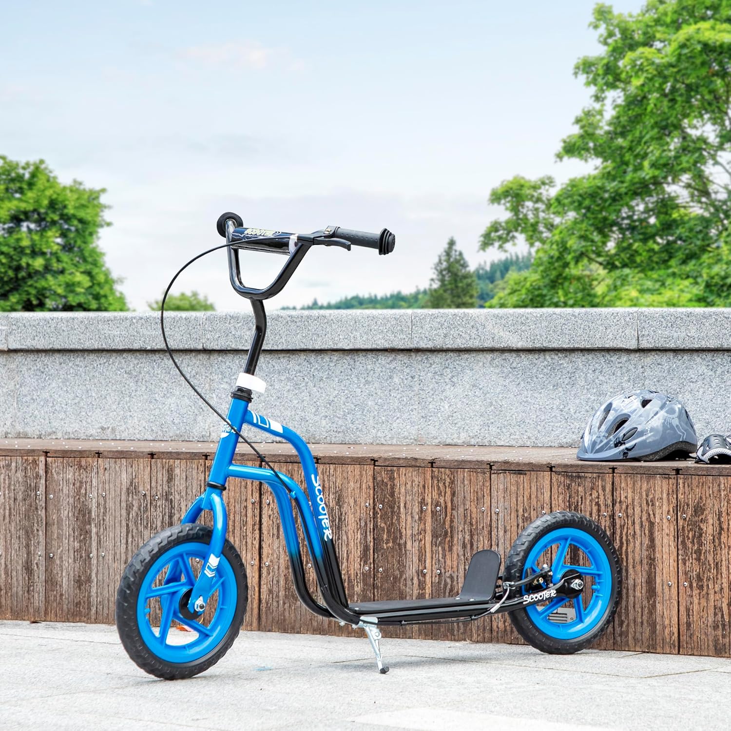 AIYAPLAY Children's Scooter Kick Scooter with Adjustable Handlebar, Large Wheels and Handbrake 12 Inch City Scooter for 5-12 Years Boys and Girls – Bild 8
