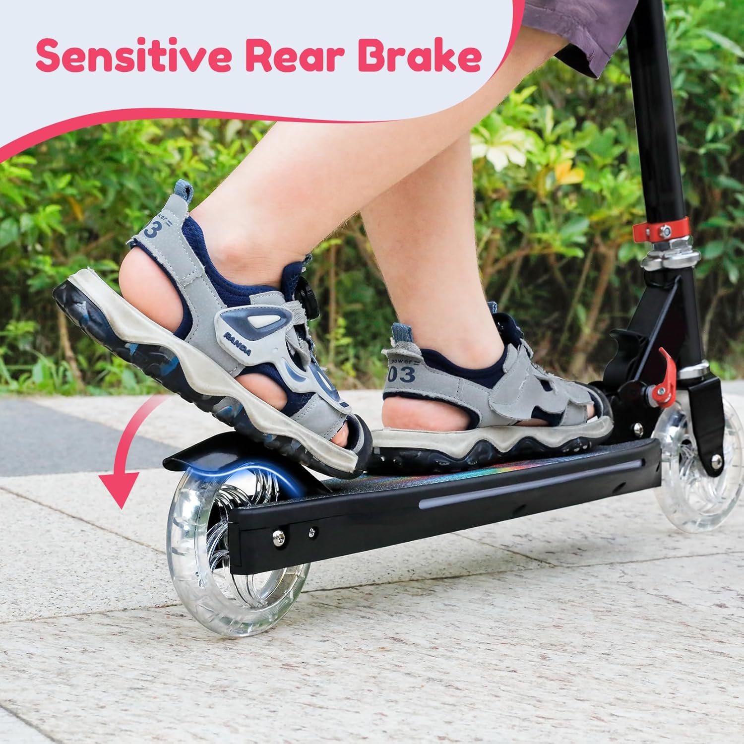 TONBUX Children's Scooter with Cool Illuminated Poles, Wheels and Deck, 3 Levels Height Adjustable Children's Scooter, Foldable Lightweight Scooter Children from 5 to 12 Years – Bild 5