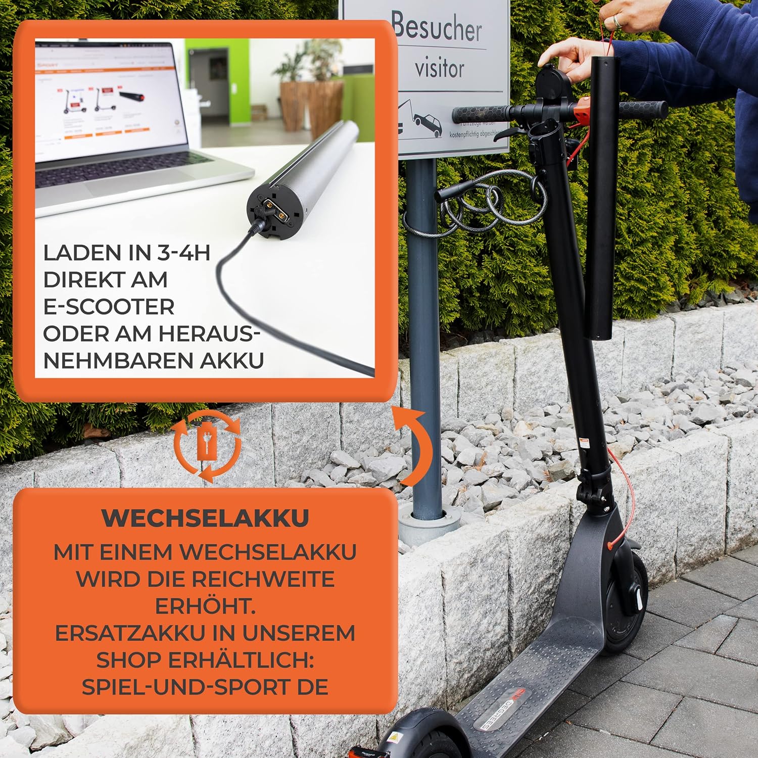 Electric Scooter E 7 - E Scooter with Road Approval ABE - Removable Lithium-Ion Battery 15 - 20 km Range 20 km/h, Black – Bild 7