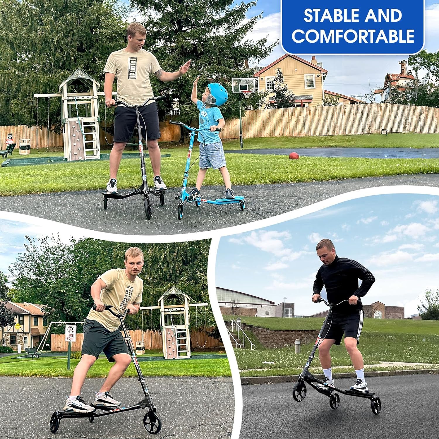 Swing Scooter Verstellbarer 3-Rad-Klapproller mit Selbstdriftfunktion für Kinder/Jugendliche/Erwachsene ab 6 Jahren – Bild 6