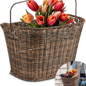 Büchel Bicycle Basket Front Made of Polyrattan I with Innovative Quick Click Bracket I Bicycle Basket for Front 35 x 26 x 25 cm I Bicycle Basket Handlebar, Handlebar Basket Bicycle