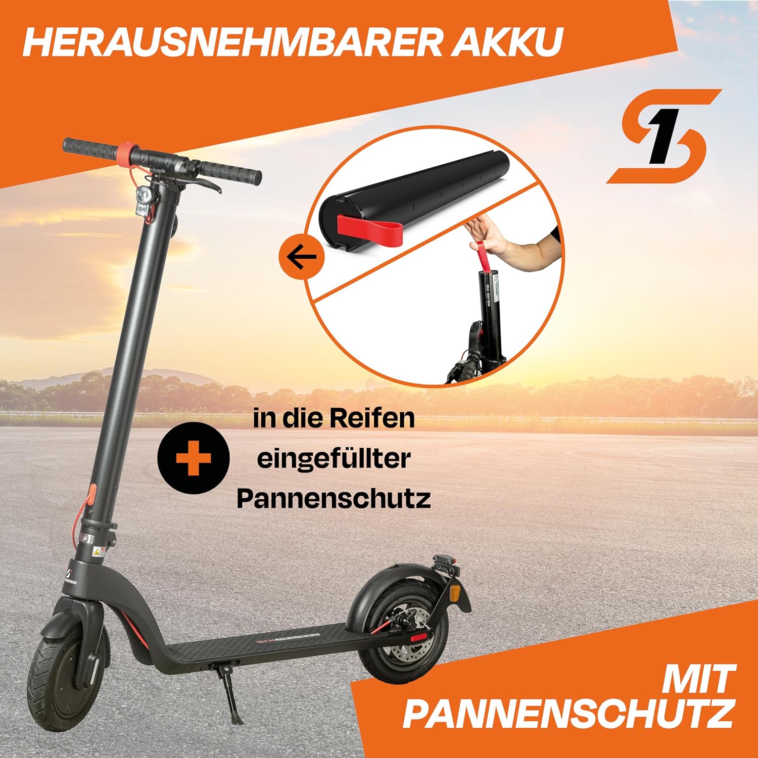 Electric Scooter E 7 - E Scooter with Road Approval ABE - Removable Lithium-Ion Battery 15 - 20 km Range 20 km/h, Black – Bild 2