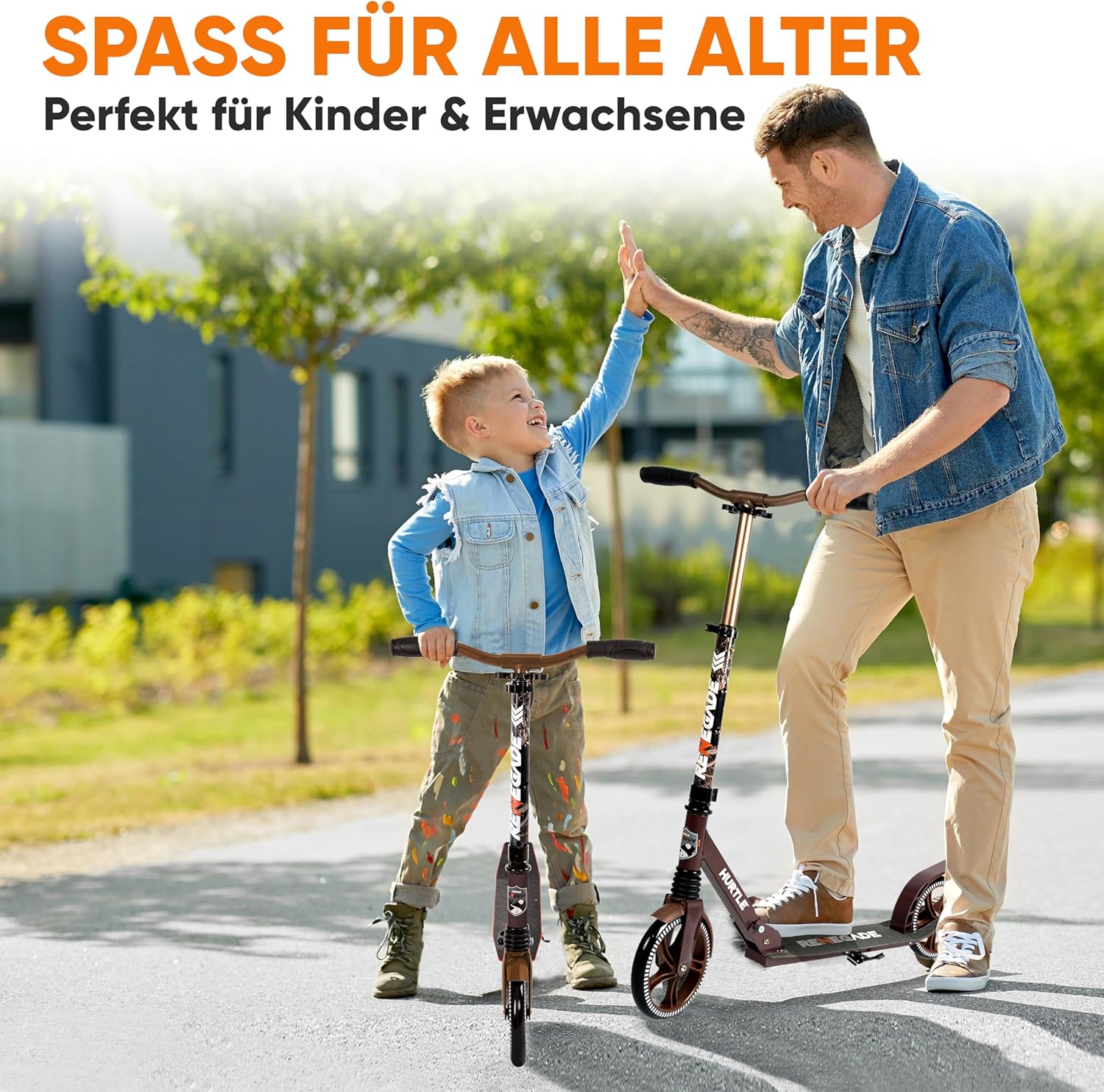 Hurtle Scooter - Scooter for Teenagers - Kick Scooter - 2 Wheel Scooter with Adjustable T-Bar Handlebar - Foldable Adult Kick Scooter with Alloy Non-Slip Deck – Bild 2