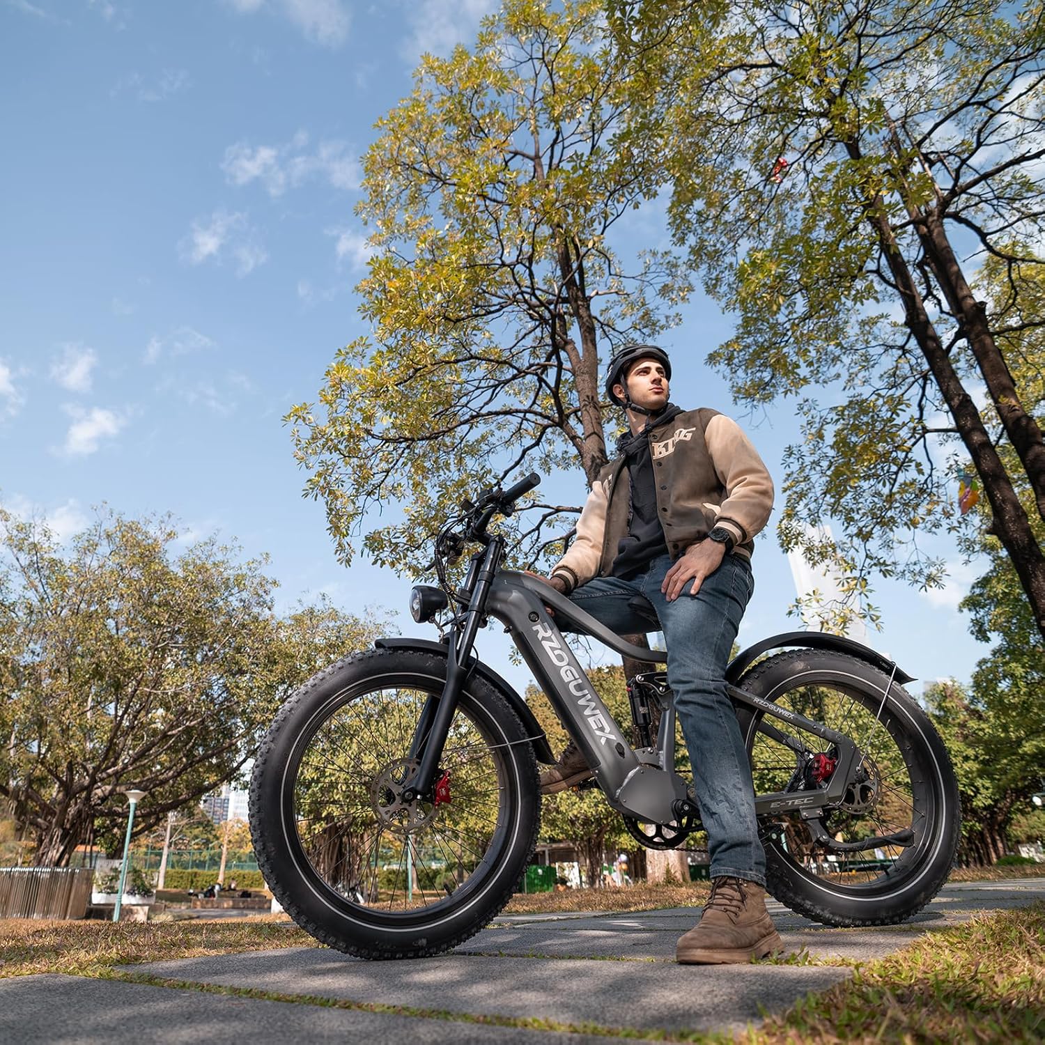 RZOGUWEX Electric Bicycle, 26 Inch Off-Road Ebike for Adults with Removable 48V 25Ah Lithium Ion Battery, 7 Speeds with Double Shock Absorbers and Double Hydraulic Disc Brake (Black) – Bild 3